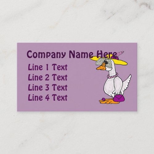 Funny Glamorous Goose Cartoon Business Card