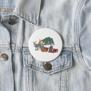 Funny Glamping Cartoon Luxury Camping Button