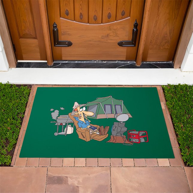 Funny Glamping Cartoon Luxury Camping  Doormat (Creator Uploaded)