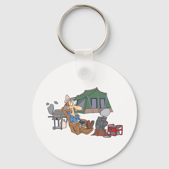 Funny Glamping Cartoon Luxury Camping  Keychain (Front)