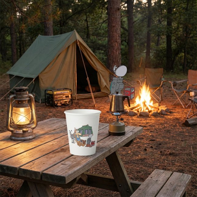 Funny Glamping Cartoon Luxury Camping  Paper Cups (Creator Uploaded)