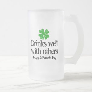 Funny glass beer mug gift for St Patrick's Day