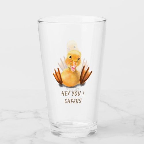 Funny Glass with Playful Duck Smile _ Cheers