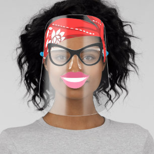 Funny Glasses, Bandana & Pink Lips Face Shield