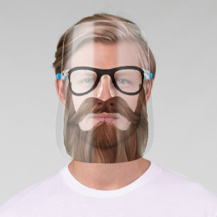 Funny Glasses Blond Beard & Mustache Facial Hair Face Shield