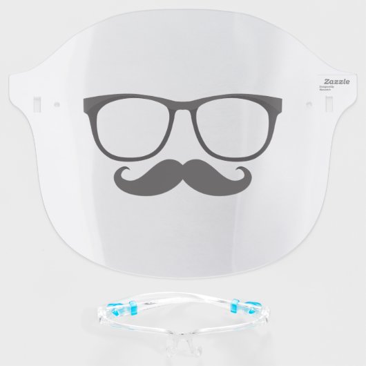 Funny Glasses Moustache Mustache Disguise Face Shield (Front w/Glasses)