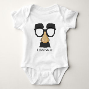 Funny glasses, mustache, nose, and eyebrows baby bodysuit