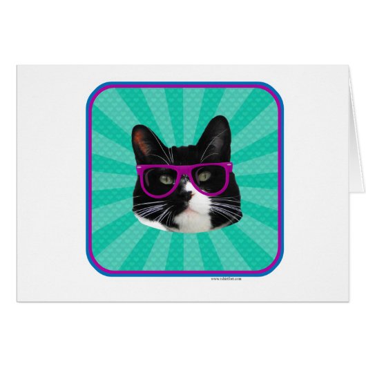 Funny Glasses Tuxedo Cat Cards (Front Horizontal)