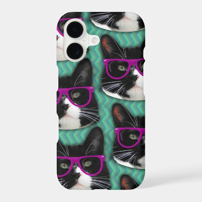 Funny Glasses Tuxedo Cat Epic Fun Pattern Iphone Case (Back)