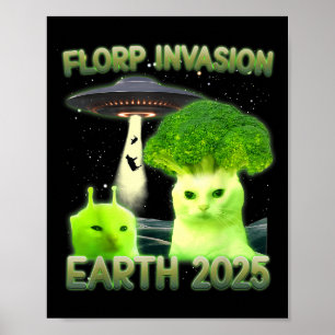 Funny Glerp Glorp Funny Alien Cat Meme Vintage Poster