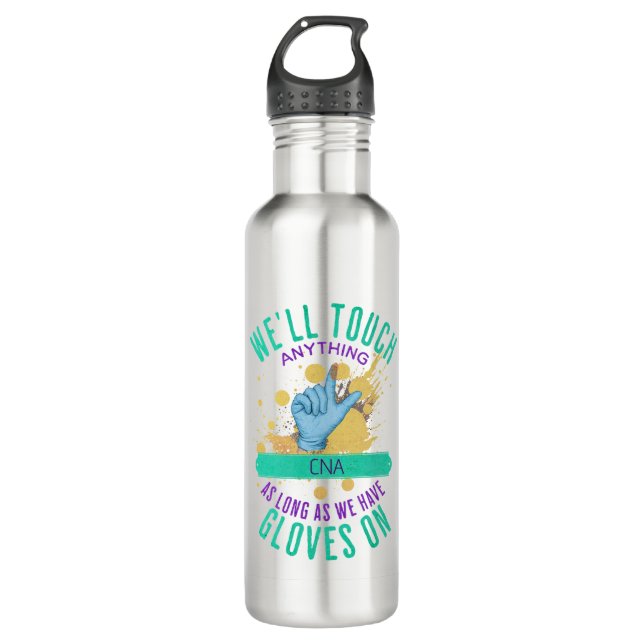 Funny Glove Customizable (Medical Job) - CNA Stainless Steel Water Bottle (Front)
