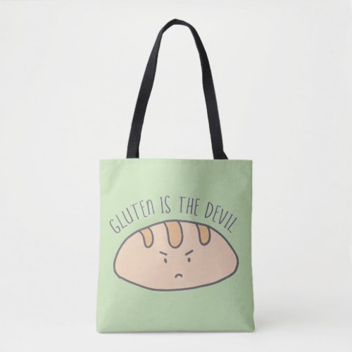 Funny Gluten is the Devil Cartoon Tote Bag