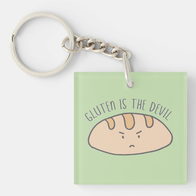 Funny Gluten is the Devil Gluten Free Keychain (Front)