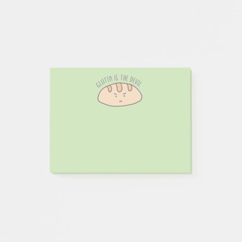 Funny Gluten is the Devil Light Green Post_it Notes