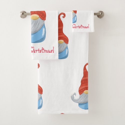 Funny gnome  bath towel set