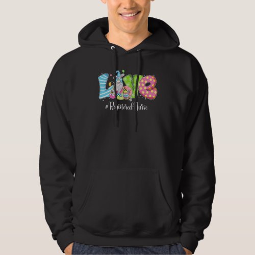 Funny Gnome Bunny Love Registered Nurse Easter Chr Hoodie