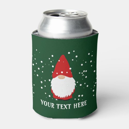 Funny gnome cartoon custom Christmas can coolers