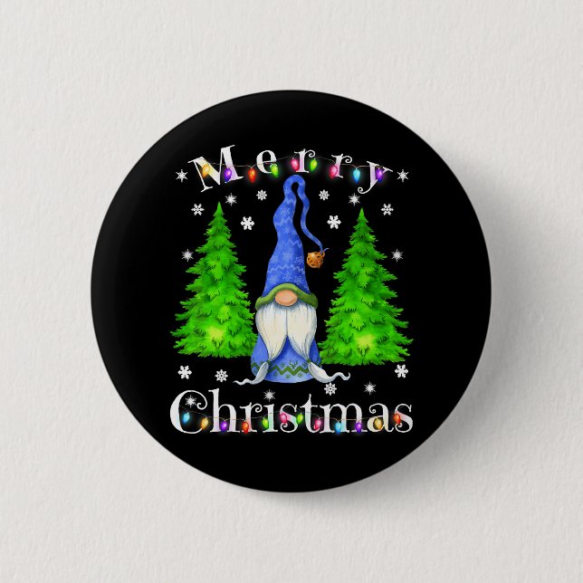 Funny Gnome Christmas Garden Gnome Merry Button (Front)