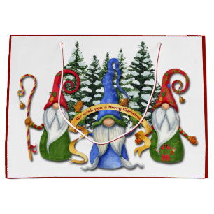 Funny Gnome Christmas Wishes Large Gift Bag