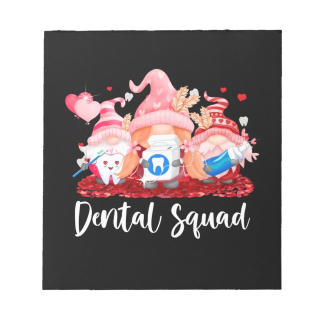 Funny Gnome Dental Squad Leprechaun Dentist Notepad (Front)