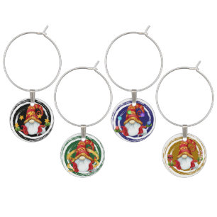 Funny Gnome Elf Christmas Wine Charm