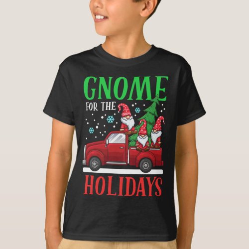Funny Gnome For The Holidays Red Truck Xmas Gift T_Shirt