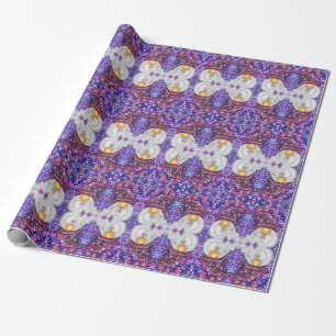 Funny Gnome In Purple Hat Sings A Christmas Song Wrapping Paper