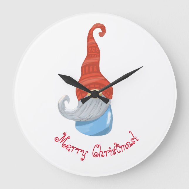 Funny gnome large clock (Front)