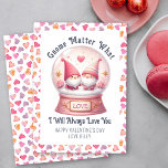 Funny Gnome Matter What Cute Valentine's Day  Holiday Card<br><div class="desc">Funny Valentine's Day Card with fun pun "Gnome Matter What,  I will always love you". This cute design features a gnome couple in love and framed with love hearts. The template is set up for you to personalize the inside with your custom text.</div>