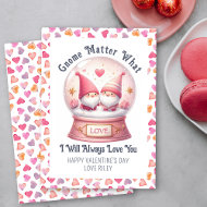 Funny Gnome Matter What Cute Valentine's Day  Holiday Card