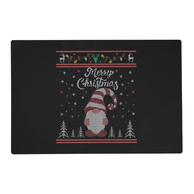 Funny Gnome Merry Christmas Placemat (Front)