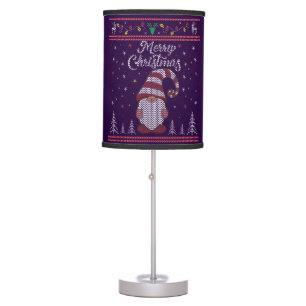 Funny Gnome Merry Christmas Table Lamp