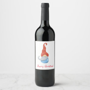Funny Gnome Merry Christmas Wine Label – Holiday 