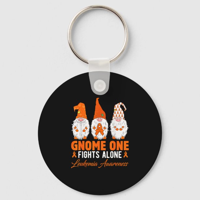 Funny gnome one fights alone leukemia awareness keychain (Front)