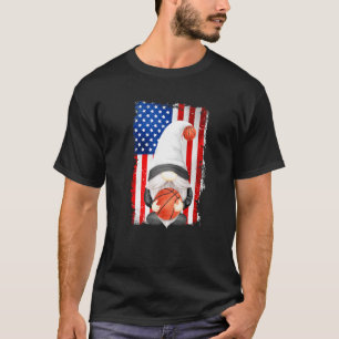 Funny Gnome Patriotic American Flag For Proud Bask T-Shirt