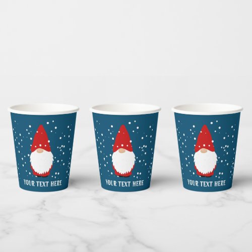 Funny gnome print custom paper Christmas cups