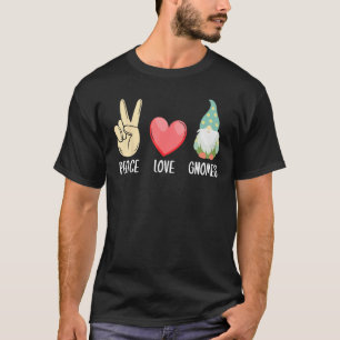 Funny Gnome Shirt Peace Love Gnomes Garden Gnome L