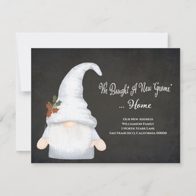 Funny Gnome We've Moved New Address Holiday Moving Announcement (Front)