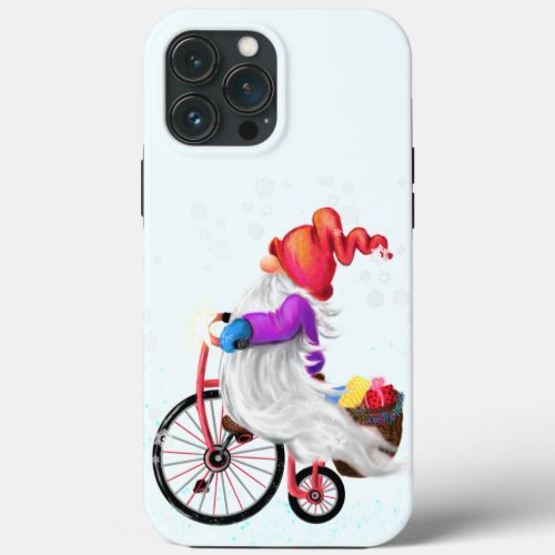 Funny Gnome with Bike and Gifts _ Christmas iPhone 13 Pro Max Case