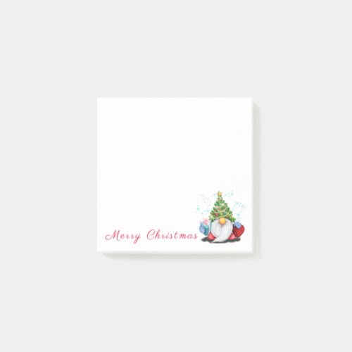 Funny Gnome with Christmas Tree Hat and Gift Post_it Notes