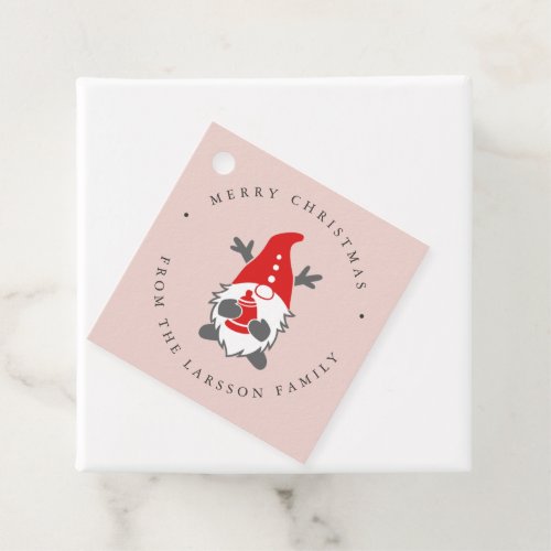Funny Gnome with Reindeer Antlers  Christmas Pink Favor Tags