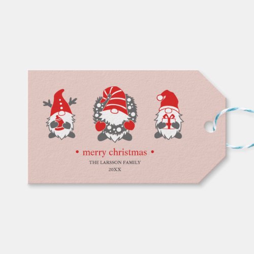 Funny Gnomes  Christmas Holidays Pink Gift Tags