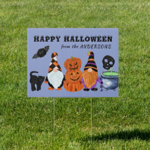 Funny Gnomes Happy Halloween Sign