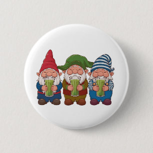 Funny Gnomes Holding a Matcha Drink Magical Button