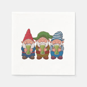 Funny Gnomes Holding a Matcha Drink Magical Napkins