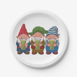 Funny Gnomes Holding a Matcha Drink Magical  Paper Plates