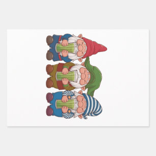 Funny Gnomes Holding a Matcha Drink Magical Wrapping Paper Sheets