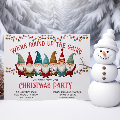 Funny Gnomes Holiday Christmas Party Invitation