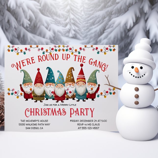 Funny Gnomes Holiday Christmas Party Invitation (Creator Uploaded)