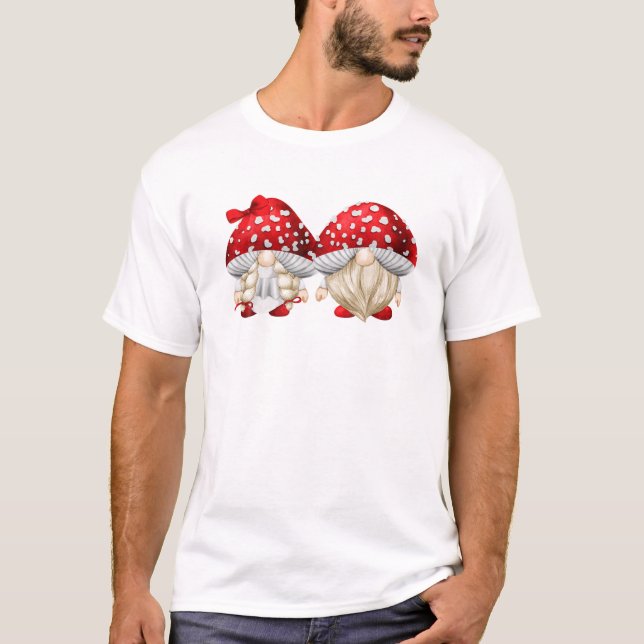 Funny Gnomes In Toadstool Costume - Cute Mushroom T-Shirt (Front)